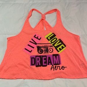 Aeropostal Coral Open Split Back Tank Top